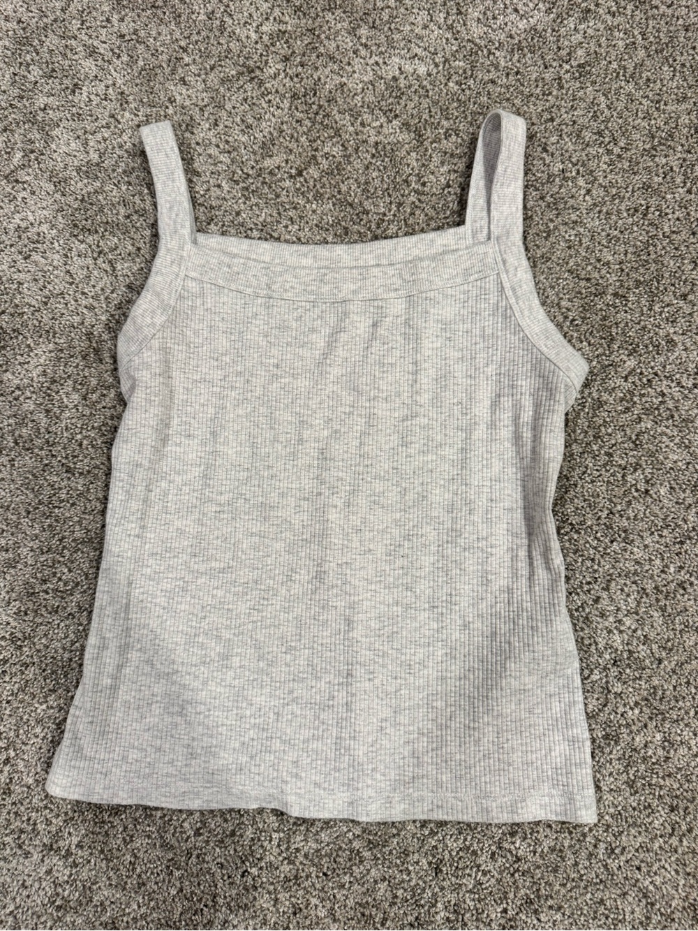 American Eagle Outfitters Light Gray Ribbed Square-Neck Tank